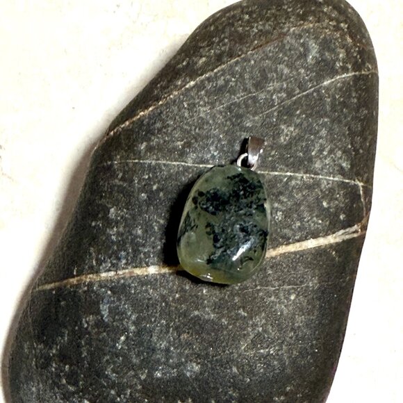 2/$20, Genuine Green Prehnite Pendant, Large Natural Tumbled Gemstone Pendant - Picture 8 of 13